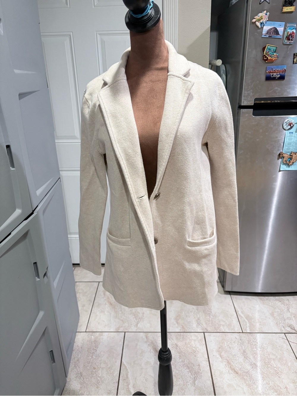 J. Crew Cream Open-Front Tailored Blazer